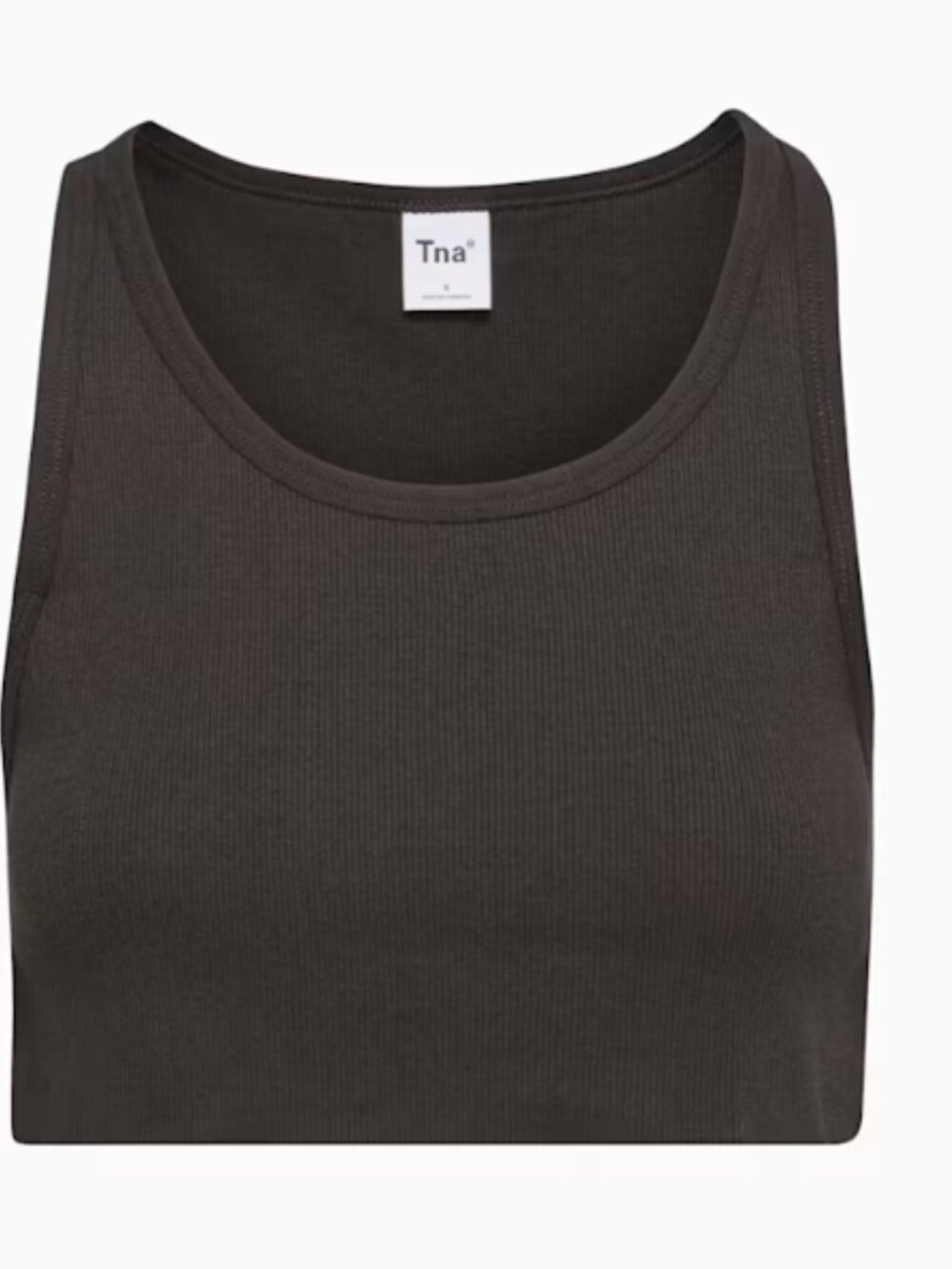TNA Henderson Classic Black Ribbed Crop Tank Top- Medium